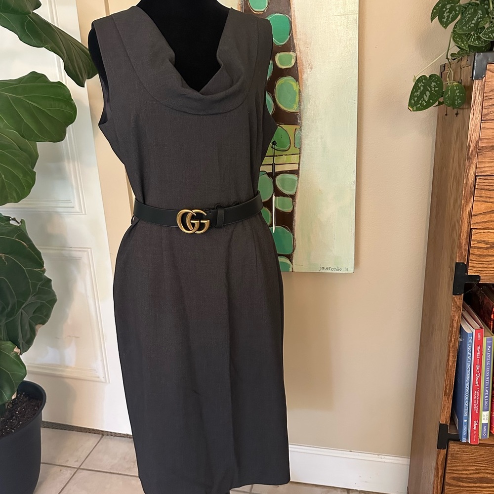NWT Calvin Klein Gray Sleeveless Cowl Neck Sheath Dress - Picture 1 of 8